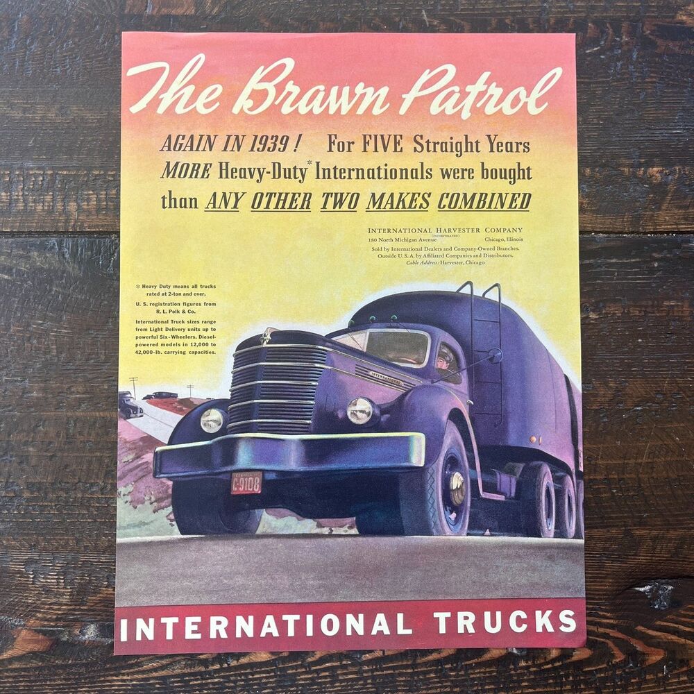 International Trucks "The Brown Patrol" Vintage 1939 Original Advertisement